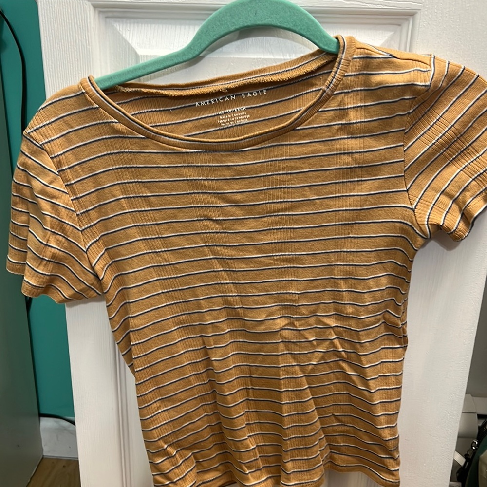 American eagle yellow stripped top